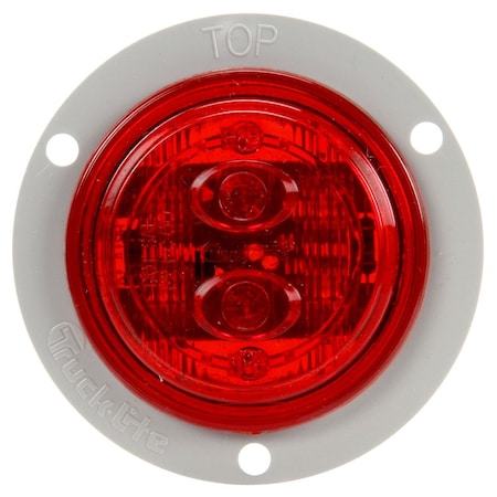 Truck-Lite 30 Series, Low Profile, Led, Red Round, 6 Diode, Marker Clearance Light, Pc, Gray Polycarbonate 30386R